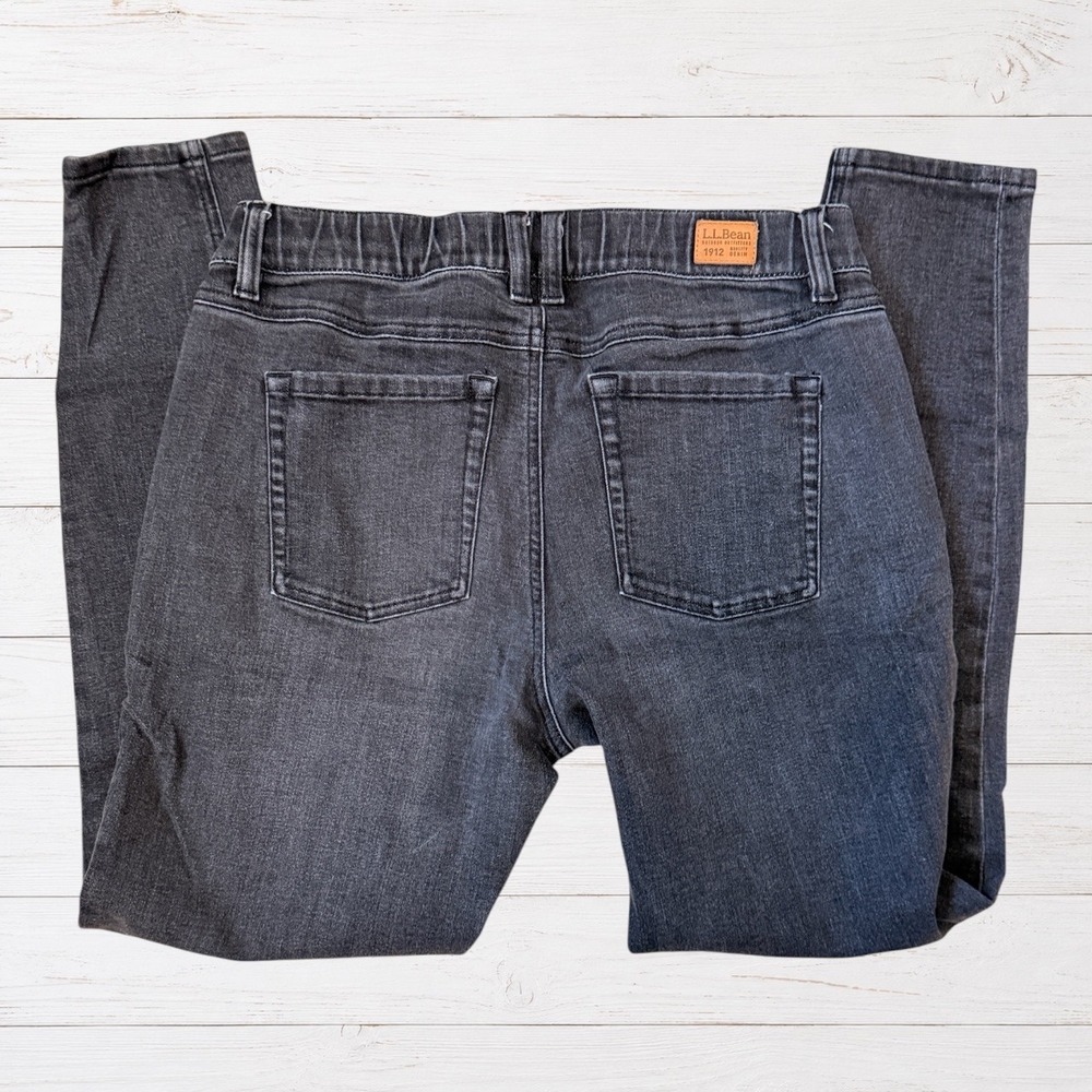 L.L.Bean BeanFlex Skinny Jeans Favorite Fit Dark Charcoal Wash 10P Cabincore